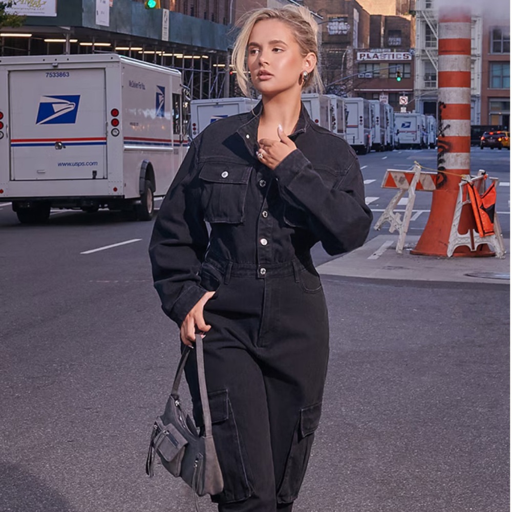 Black Denim Jumpsuit
